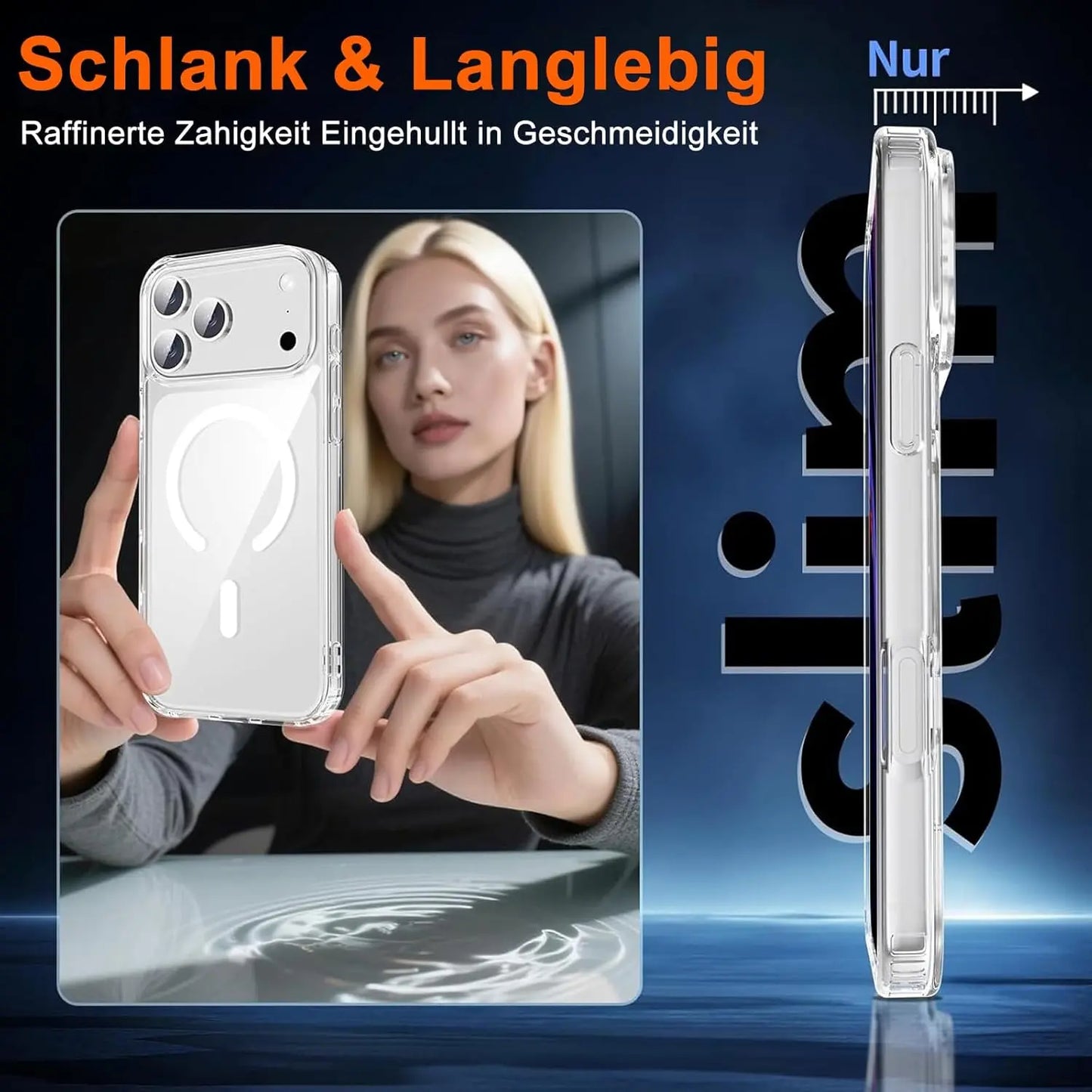 Iphone 17 Pro Max Clear Case with Magnetic Privacy Screen Protector - Shockproof Slim Design Compatible with MagSafe