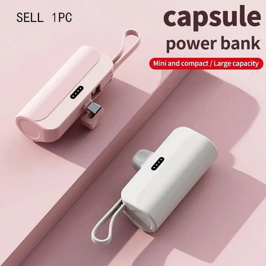 Ultra-Compact 5000mAh Lithium Ion Power Bank - High Capacity USB Charger for iPhone & Android Devices