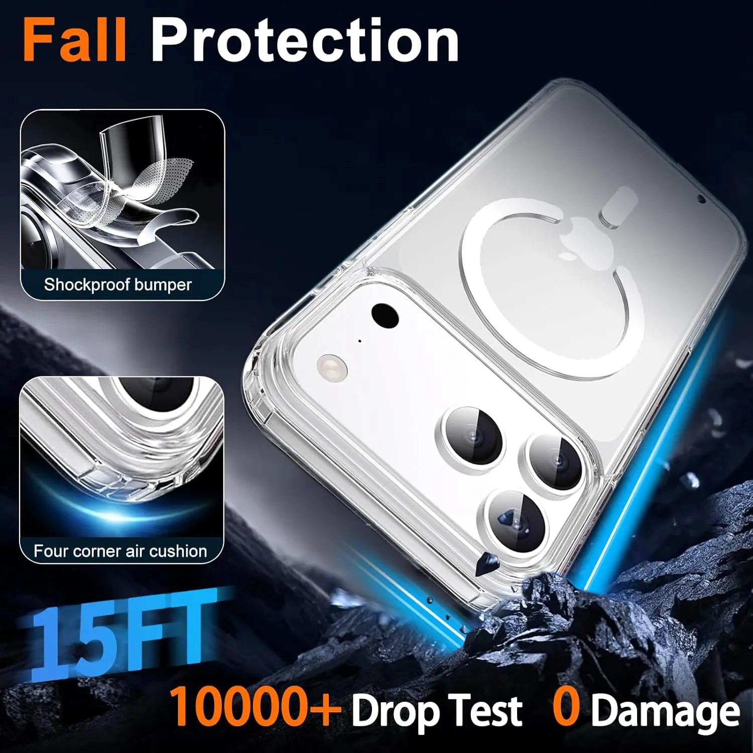 Iphone 17 Pro Max Clear Case with Magnetic Privacy Screen Protector - Shockproof Slim Design Compatible with MagSafe