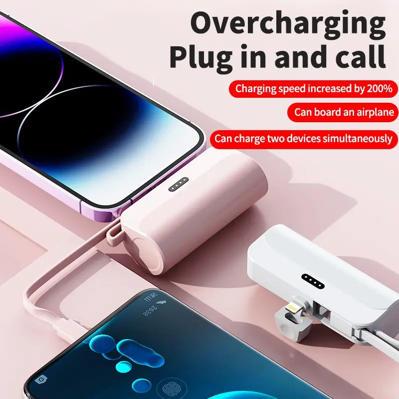 Ultra-Compact 5000mAh Lithium Ion Power Bank - High Capacity USB Charger for iPhone & Android Devices