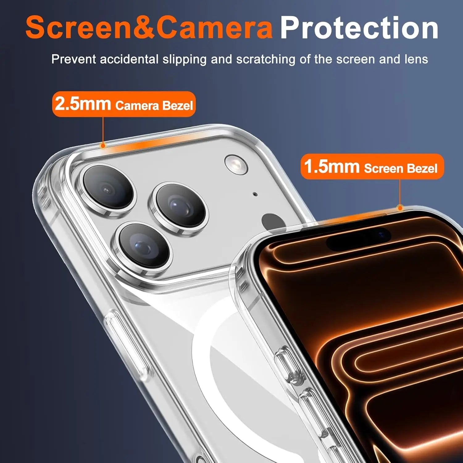 Iphone 17 Pro Max Clear Case with Magnetic Privacy Screen Protector - Shockproof Slim Design Compatible with MagSafe