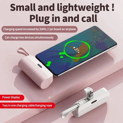 Ultra-Compact 5000mAh Lithium Ion Power Bank - High Capacity USB Charger for iPhone & Android Devices