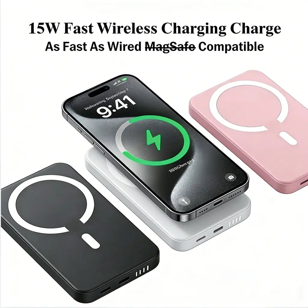 For Iphone 12–16 Pro/Pro Max, 5000Mah & 10000Mah Compact Magnetic Power Bank – Portable Wireless Fast Charging, Pink/Black/White Chargeable Travel Battery Pack