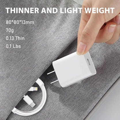 Smartphone Charger 4-Pcs 20W USB-C Fast Chargers with 6FT USB-C to Lightning Cables - Super Fast Charging Adapter & Cable Set Compatible with Iphone 14/14 Plus/14 Pro Max, 13, 12, 11, and More