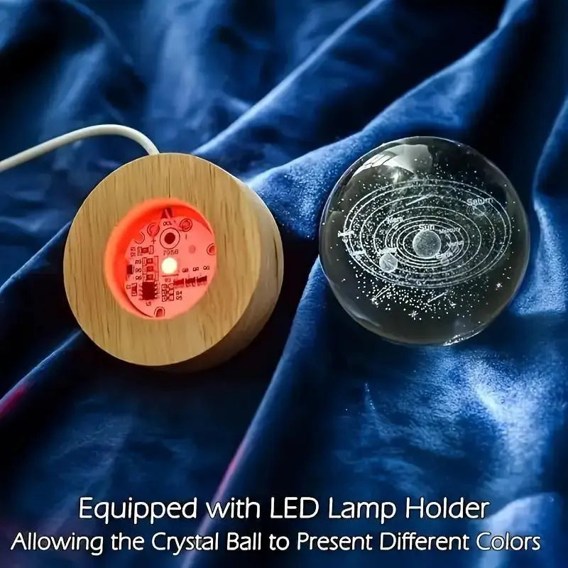 Enchanting 3D Laser Engraved Crystal Ball with Saturn Moon Galaxy Design - USB Powered LED Light for Christmas, Valentine's Day, and Home Decor