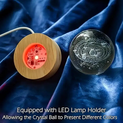 Enchanting 3D Laser Engraved Crystal Ball with Saturn Moon Galaxy Design - USB Powered LED Light for Christmas, Valentine's Day, and Home Decor