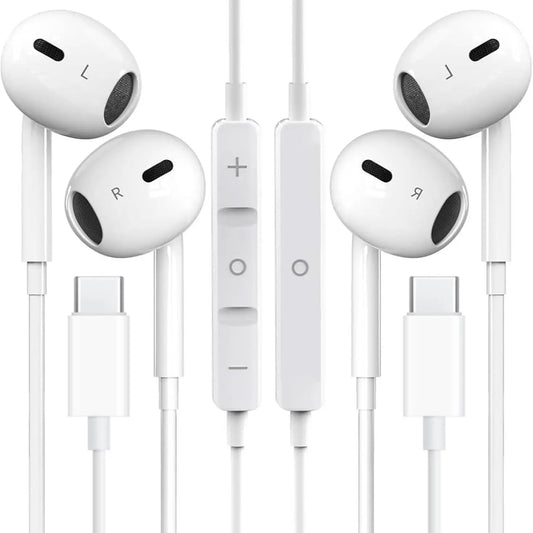 2 Pack USB-C Headphones for Iphone 16/15 Phone Earbuds with Microphone & Volume Control Hifi Stereo Type C Earphones for Galaxy S23/S22/S21/S20/Ultra Note 10/20, for Pixel 7/6/6A/5/4,For Oneplus 9 8