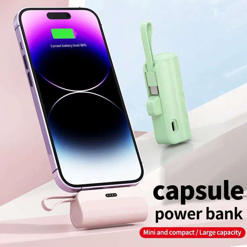 Ultra-Compact 5000mAh Lithium Ion Power Bank - High Capacity USB Charger for iPhone & Android Devices