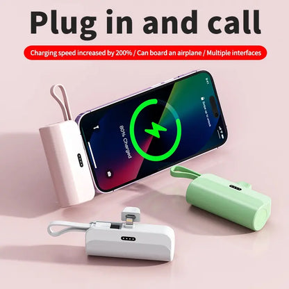 Ultra-Compact 5000mAh Lithium Ion Power Bank - High Capacity USB Charger for iPhone & Android Devices