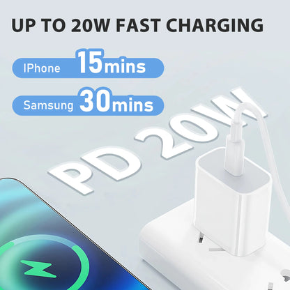 Smartphone Charger 4-Pcs 20W USB-C Fast Chargers with 6FT USB-C to Lightning Cables - Super Fast Charging Adapter & Cable Set Compatible with Iphone 14/14 Plus/14 Pro Max, 13, 12, 11, and More