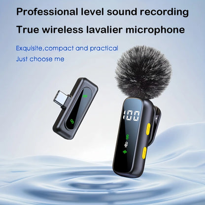 Premium Wireless Mini Lapel Microphone - Rechargeable, 360° Omnidirectional Sound, 14H Battery, Noise Reduction for Smartphones & Cameras - Perfect for Vlogging & Video Recording