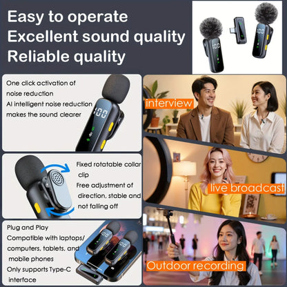 Premium Wireless Mini Lapel Microphone - Rechargeable, 360° Omnidirectional Sound, 14H Battery, Noise Reduction for Smartphones & Cameras - Perfect for Vlogging & Video Recording